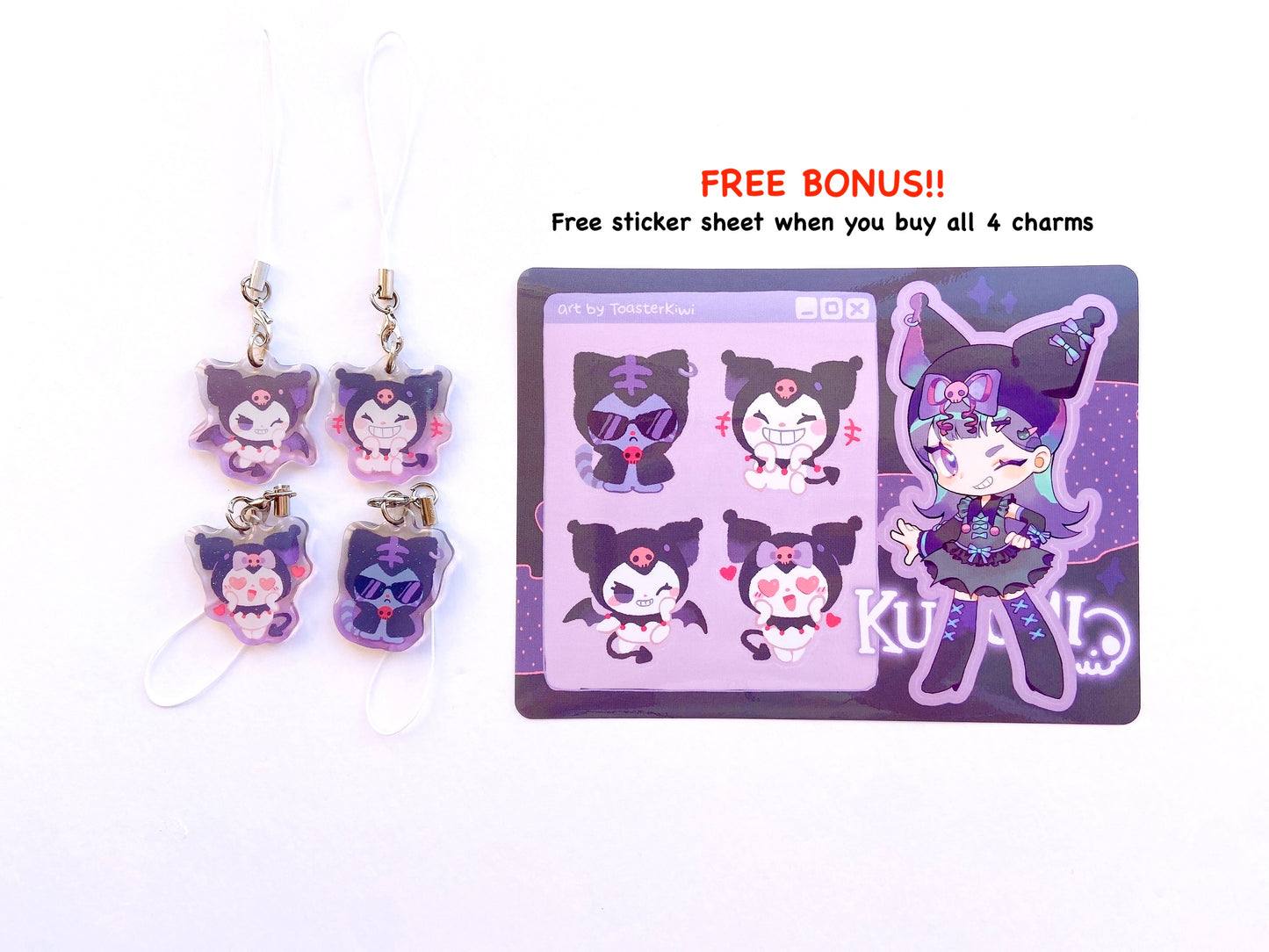 Kuromi Mini Charms (1.5 inch Clear Acrylic)