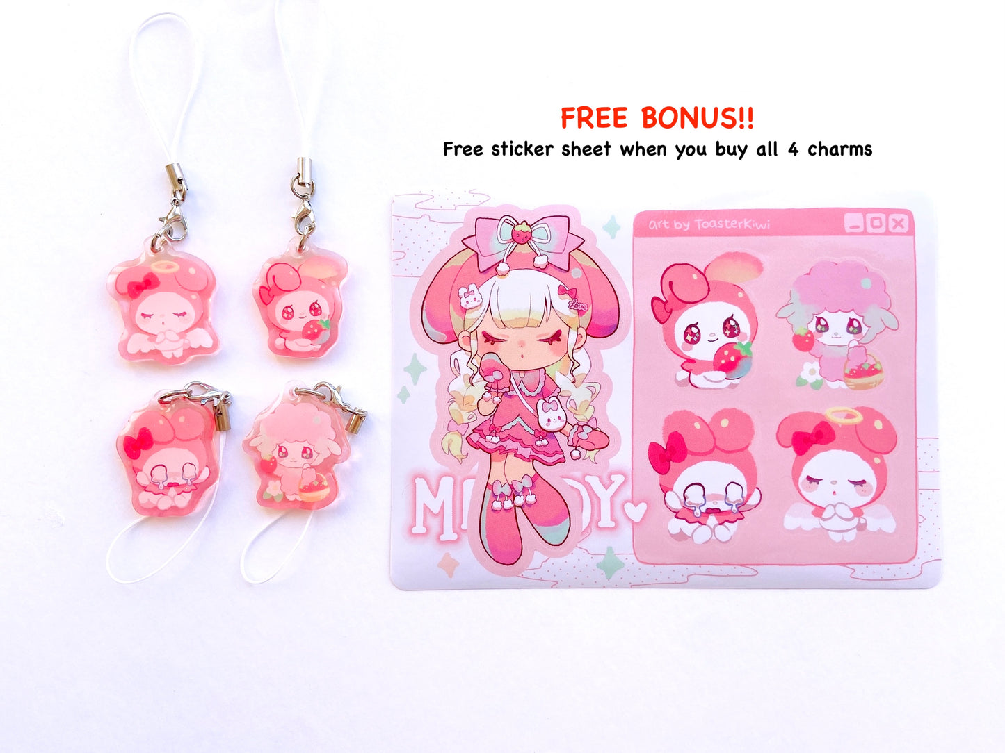 My Melody Mini Charms (1.5 inch Clear Acrylic)
