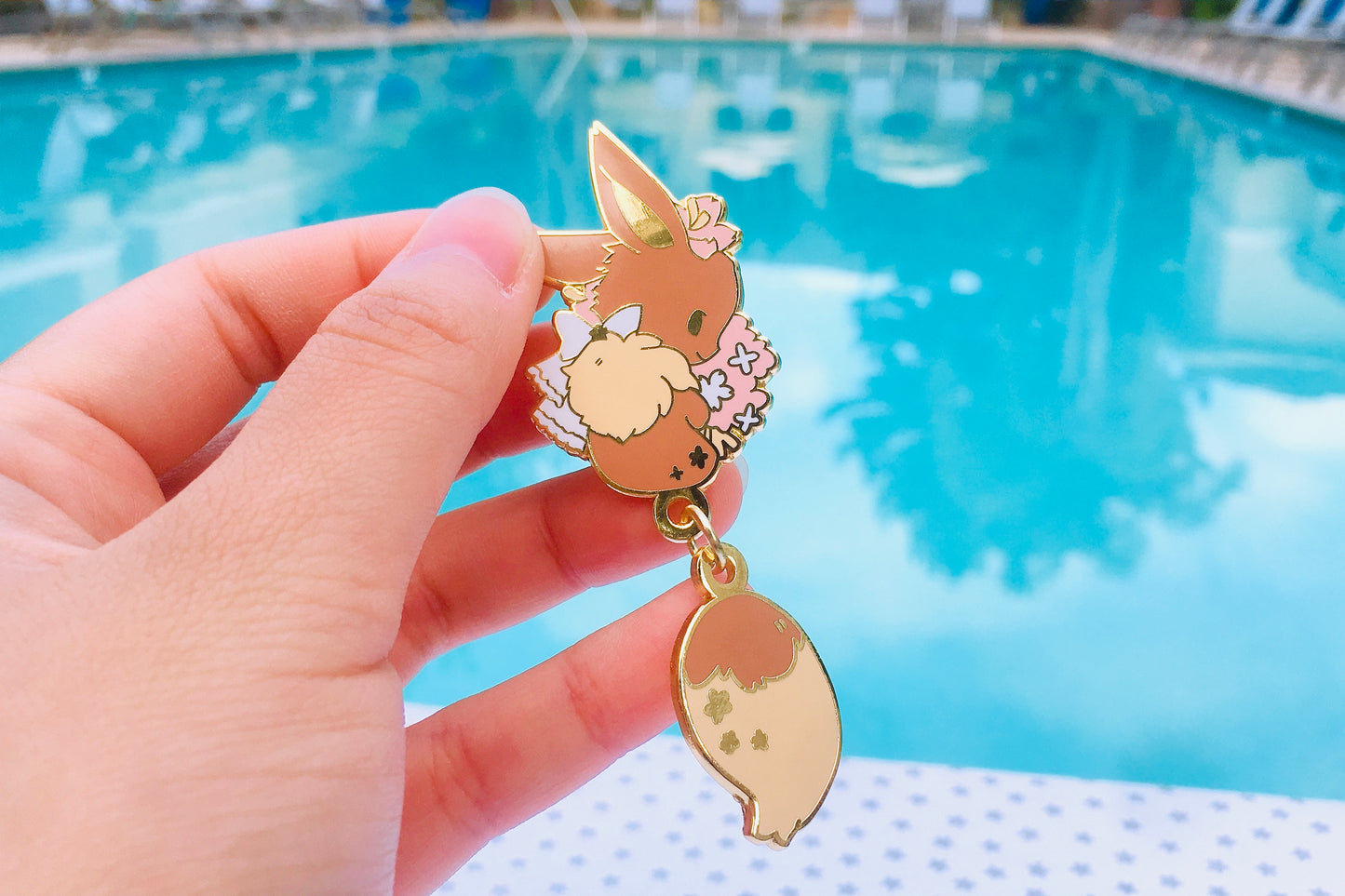 Eevee Dangling Tail Enamel Pin 3.5"