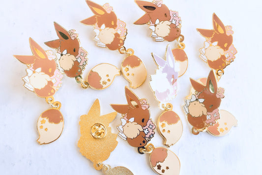 Eevee Dangling Tail Enamel Pin 3.5"