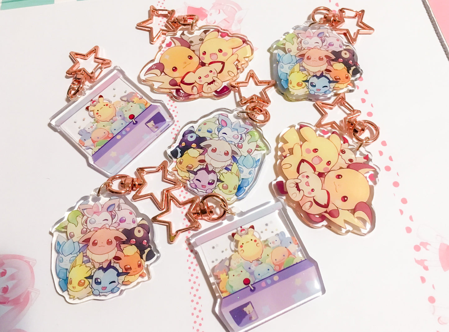 Eeveelution Charms (2 inch Clear Acrylic)