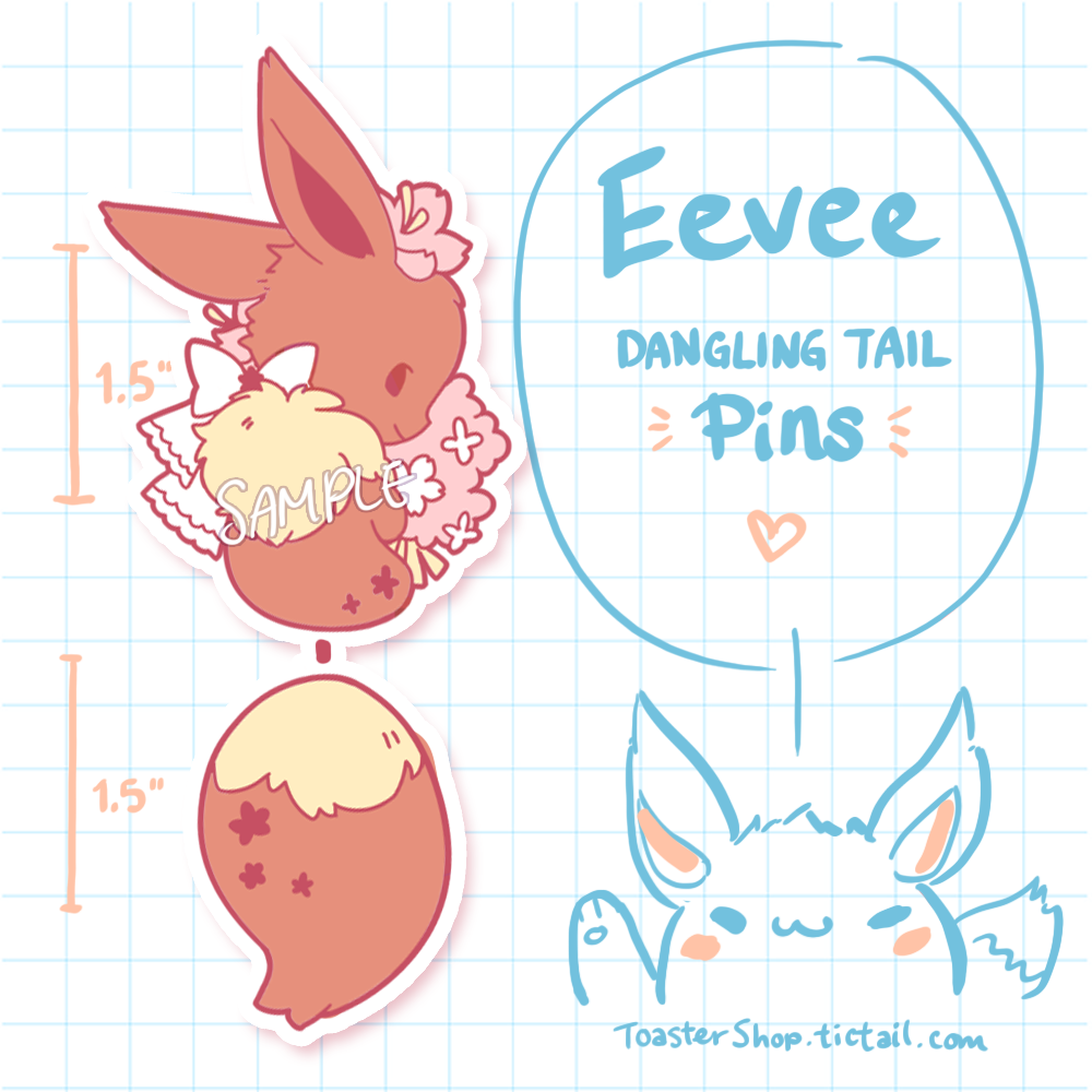 Eevee Dangling Tail Enamel Pin 3.5"