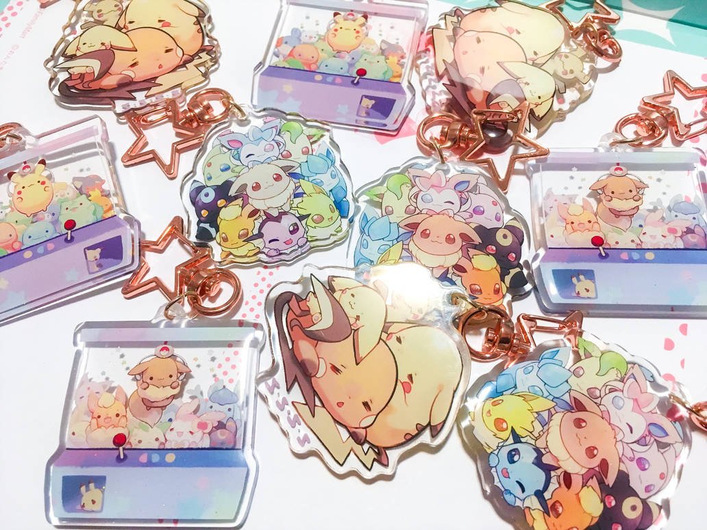 Pokemon Eeveelutions + Pallet Pals Charms (2 inch, Clear Acrylic + Glitter)