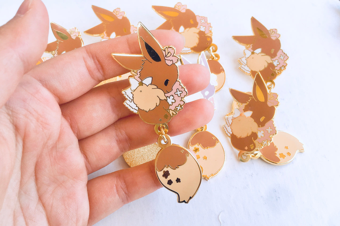 Eevee Dangling Tail Enamel Pin 3.5"