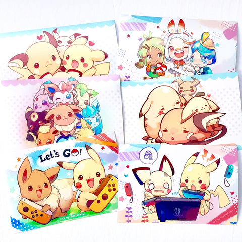 Pokemon Postcard Prints 6pc set (6x4inch)