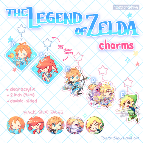 The Legend of Zelda Charms (2 inch Clear Acrylic)