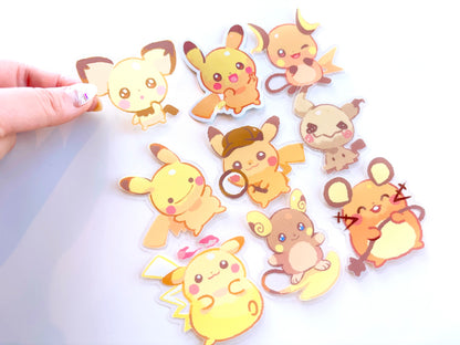 Pikachu Clear Sticker Set (9pcs)