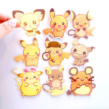 Pikachu Clear Sticker Set (9pcs)