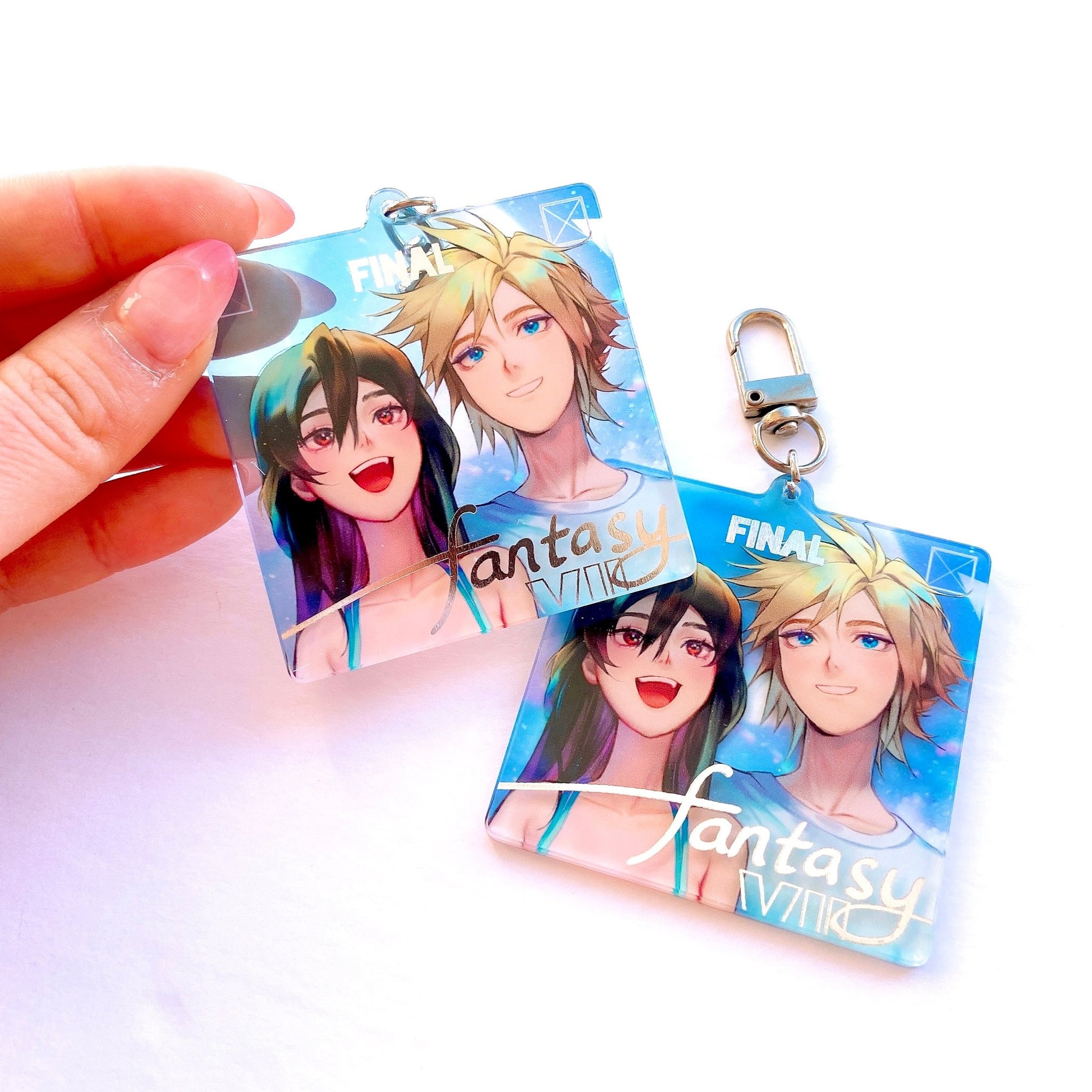 Final Fantasy VII Silver Foil Keychain (2 inch, Double-Sided