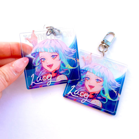 Cyberpunk Lucy Holographic Foil Keychain (2 inch, Double-Sided, Clear Acrylic)