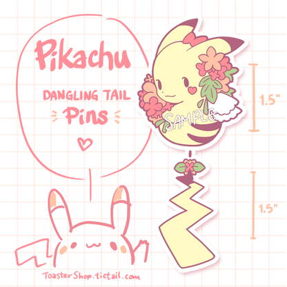 Pikachu Dangling Tail Enamel Pin 3.5"