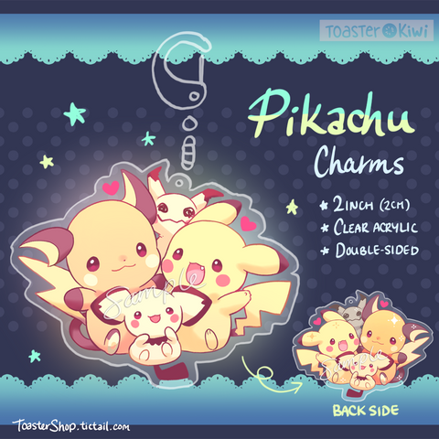 Pikachu Charms (2 inch Clear Acrylic)