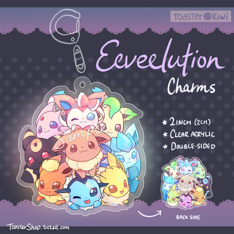 PRE-ORDER Eeveelution Charms (2 inch Clear Acrylic)