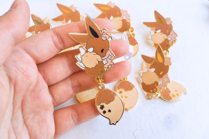 Eevee Dangling Tail Enamel Pin 3.5"