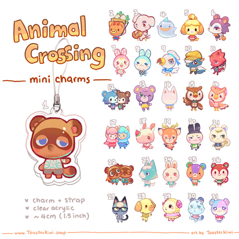 Animal Crossing Mini Charms (1.5 inch Clear Acrylic)