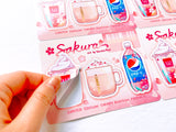 Sakura drinks Sticker Sheets